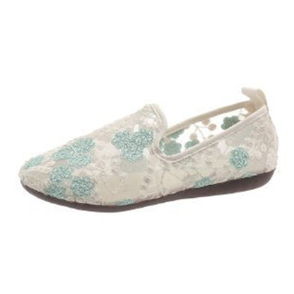 Chaussures plates brodées de dentelle