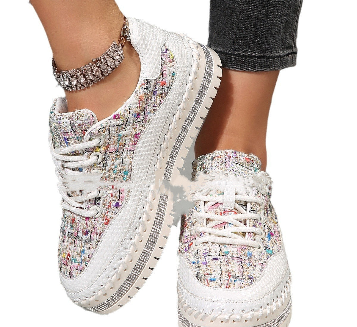 Chaussures décontractées à plate-forme en forme de diamant pour femmes