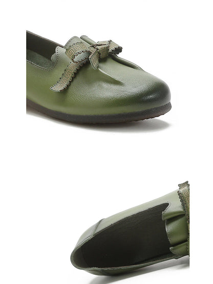 Chaussures d'été en cuir avec nœud papillon et épissures pour femmes