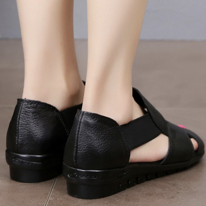 Sandales à semelles compensées en cuir pour dames