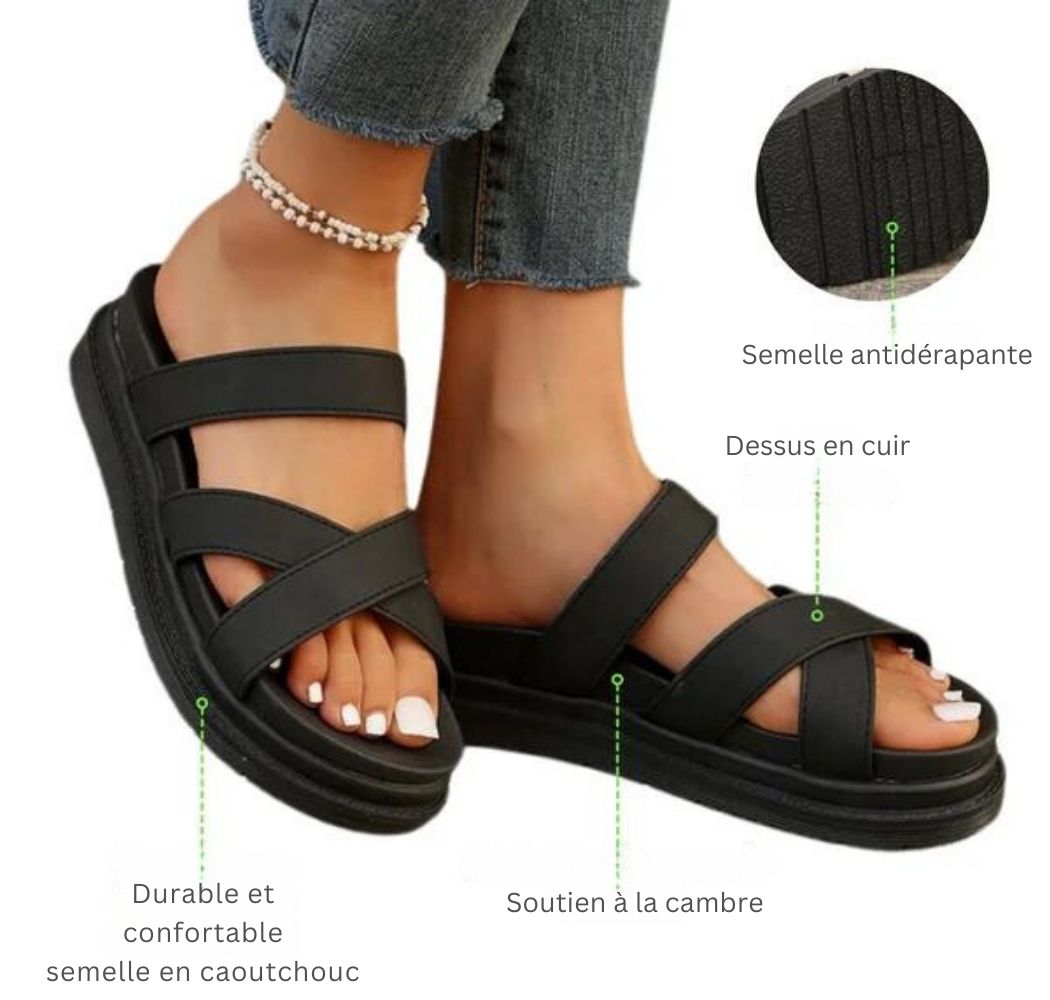 Sandales plates orthopédiques avec croix