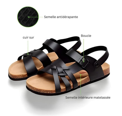 Chaussons en liège pour hommes Sandales plates creuses