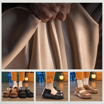 Sandales rétro à semelles épaisses et velcro pour femmes
