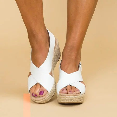 Sandales à semelles compensées à bandes croisées pour femmes