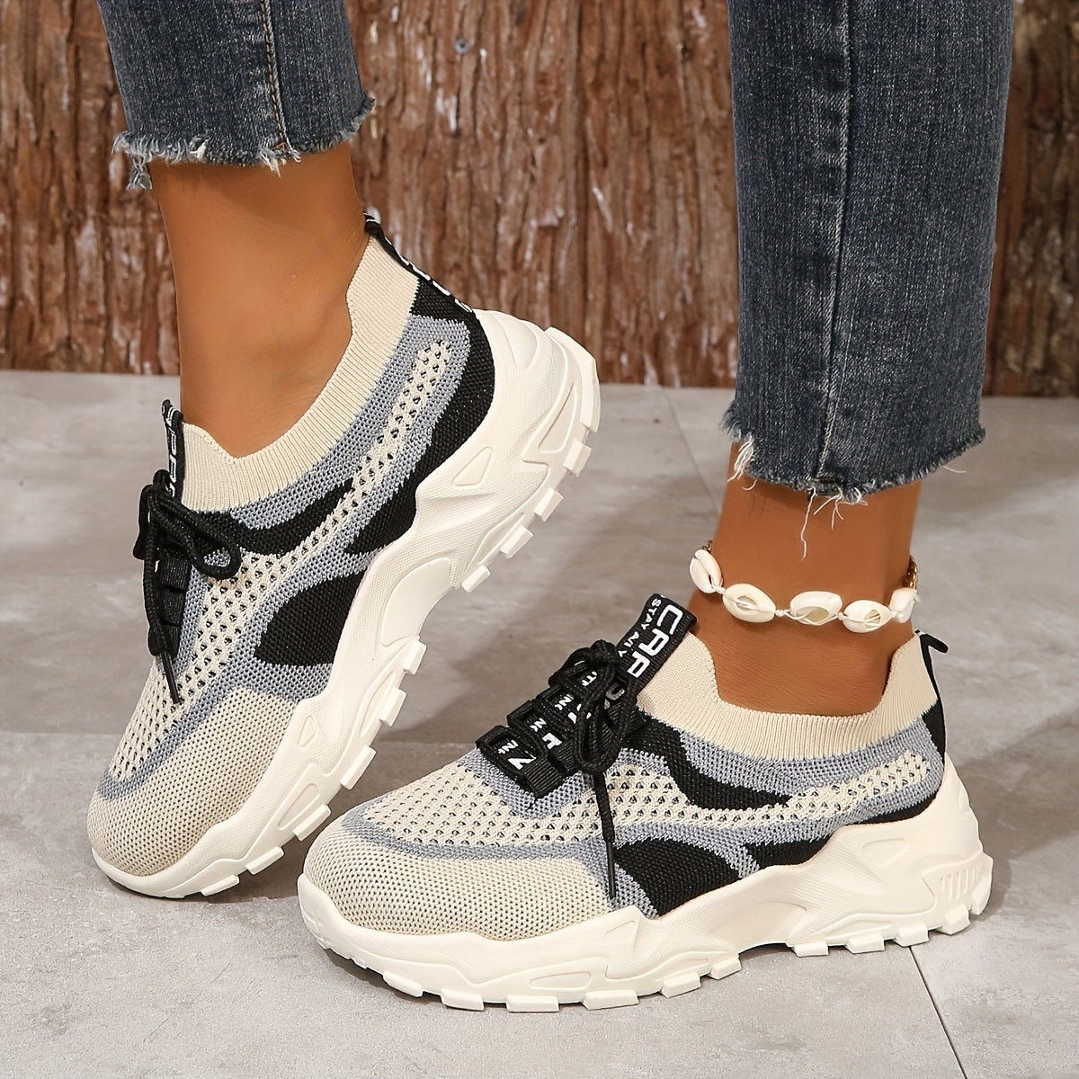 Chaussures de sport d'extérieur respirantes et confortables à couleurs contrastées pour femmes