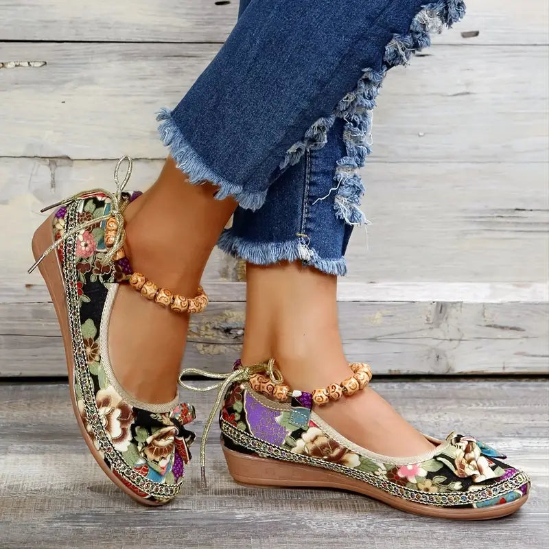 Chaussures plates et décontractées à imprimé floral pour femmes