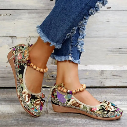 Chaussures plates et décontractées à imprimé floral pour femmes