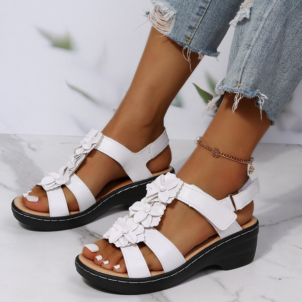 Sandale orthopédique avec motif floral