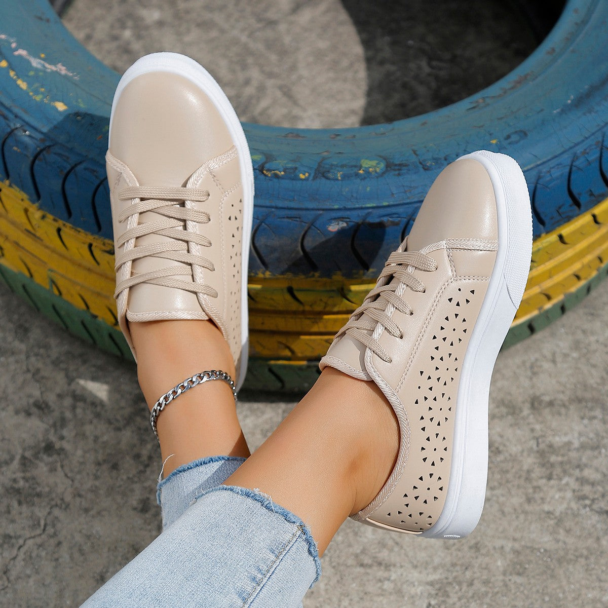 Ladies Womens Casual Flats Low Top Sneakers