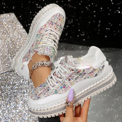 Chaussures décontractées à plate-forme en forme de diamant pour femmes