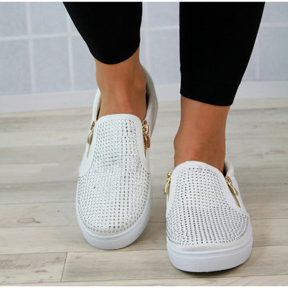 Chaussures à fermeture éclair en cristal pour femmes