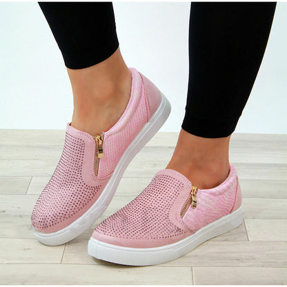 Chaussures à fermeture éclair en cristal pour femmes
