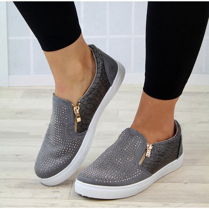 Chaussures à fermeture éclair en cristal pour femmes
