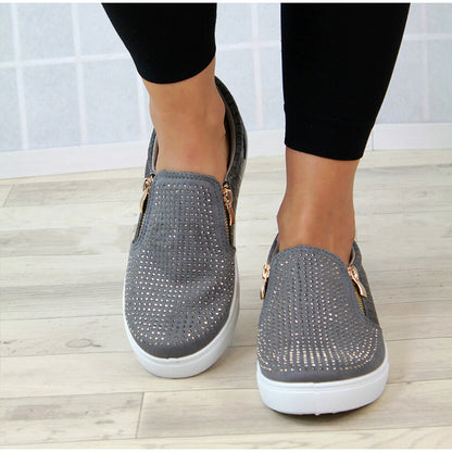 Chaussures à fermeture éclair en cristal pour femmes