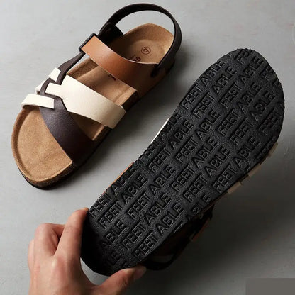 Chaussons en liège pour hommes Sandales plates creuses