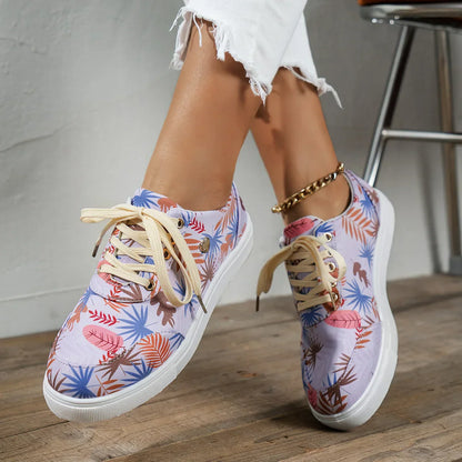Chaussures décontractées à imprimé hibiscus hawaïen