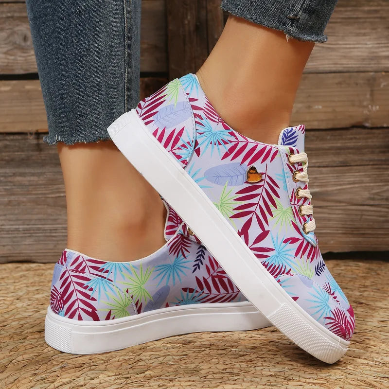 Chaussures décontractées à imprimé hibiscus hawaïen