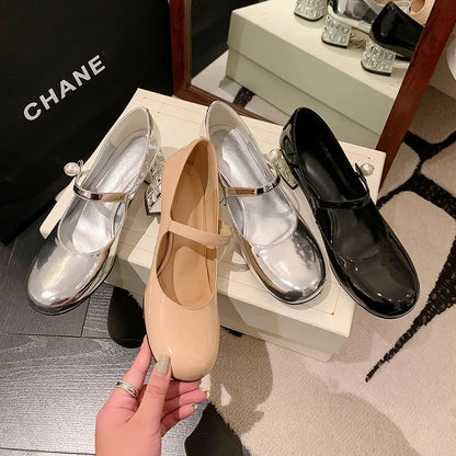 Talon en cuir véritable et cristal