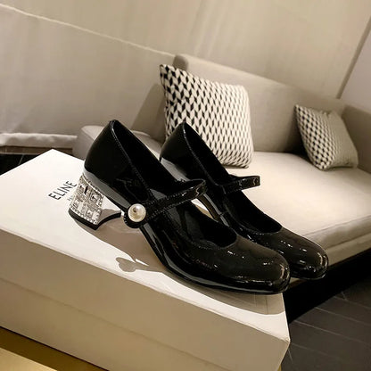 Talon en cuir véritable et cristal