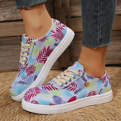 Chaussures décontractées à imprimé hibiscus hawaïen
