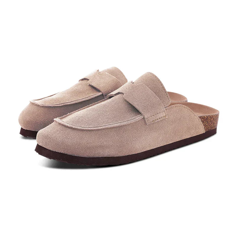 Sabots en daim et en cuir