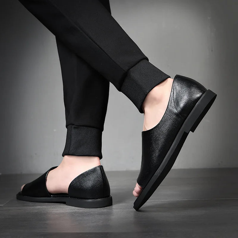 Sandales en cuir pour hommes Chaussures d'été pour hommes