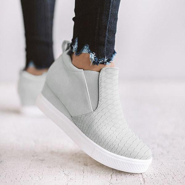 Chaussures rondes et creuses à semelles compensées avec fermeture à glissière pour femmes