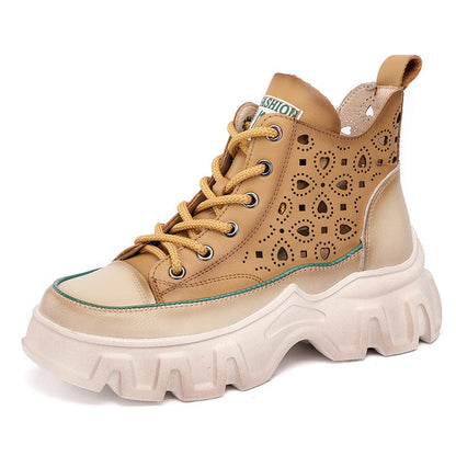 Bottines à lacets en cuir à bout unique et creux