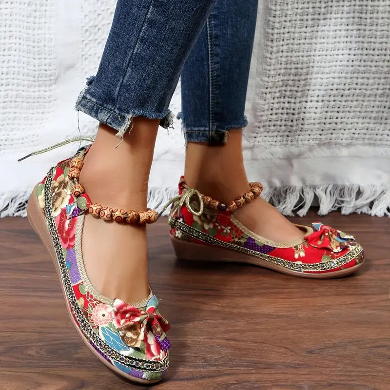 Chaussures plates et décontractées à imprimé floral pour femmes