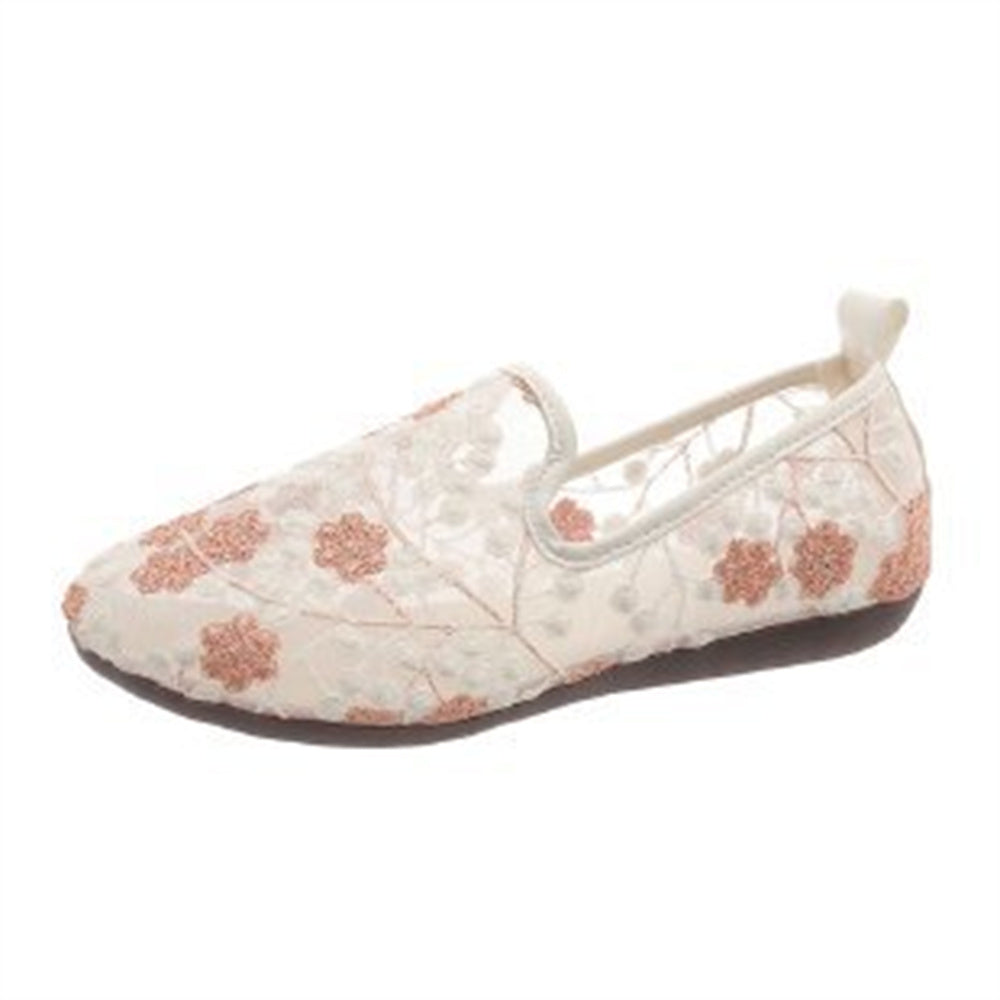Chaussures plates brodées de dentelle