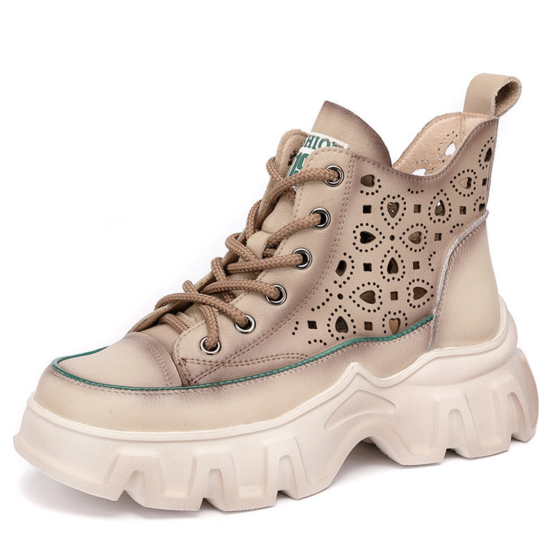 Bottines à lacets en cuir à bout unique et creux
