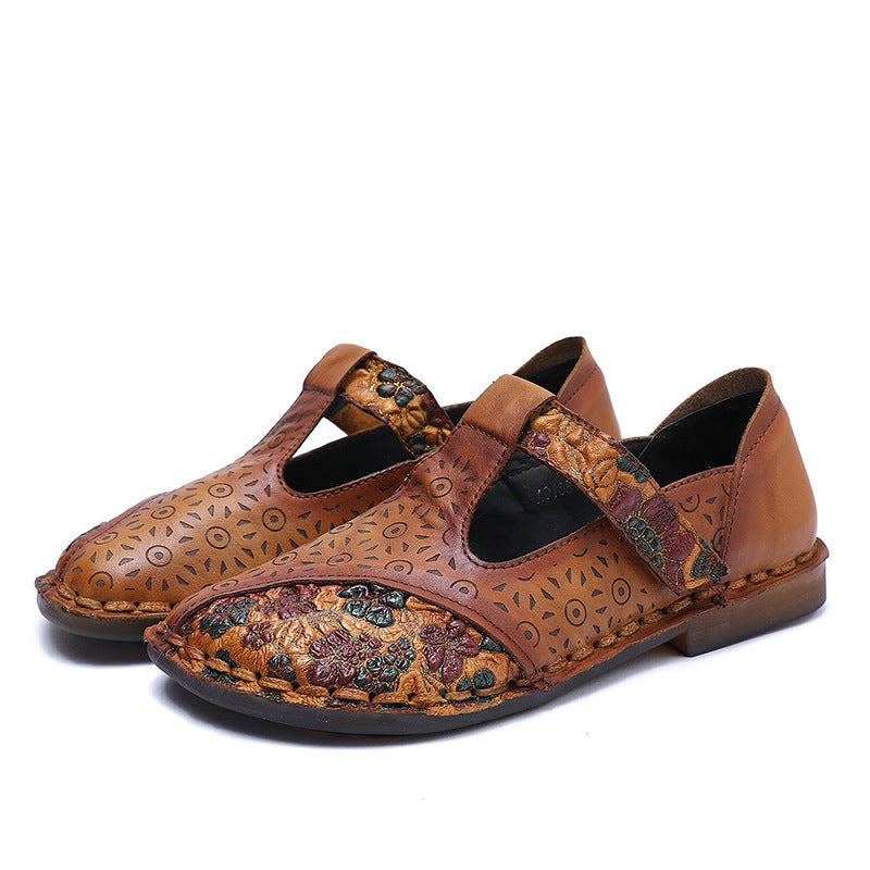 Chaussures rétro à boucle en cuir