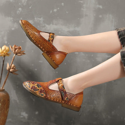 Chaussures rétro à boucle en cuir
