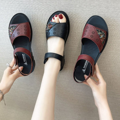 Sandales décontractées en cuir souple pour femmes