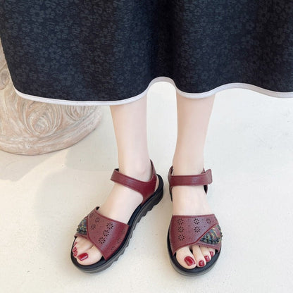Sandales décontractées en cuir souple pour femmes