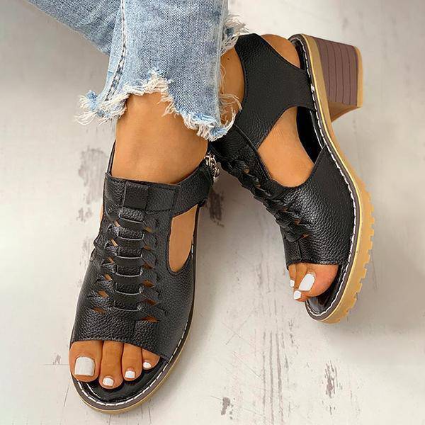 Sandales à talons hauts avec découpe et fermeture à glissière