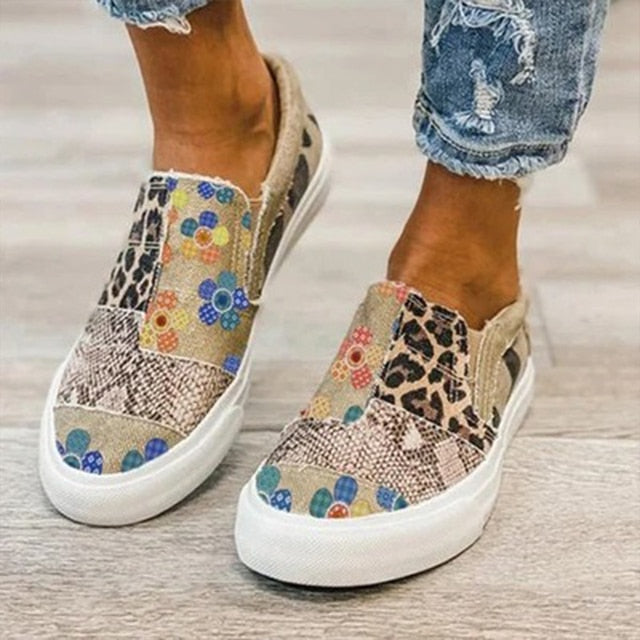 Loisirs Patchwork Confortable Lady Canvas Flat Shoes