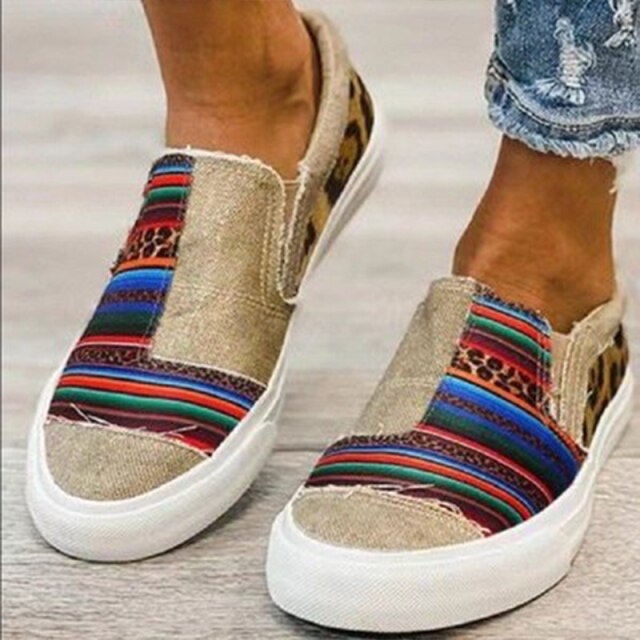 Loisirs Patchwork Confortable Lady Canvas Flat Shoes