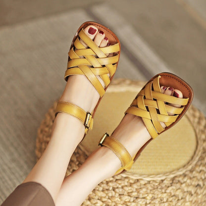 Sandales en cuir tressé